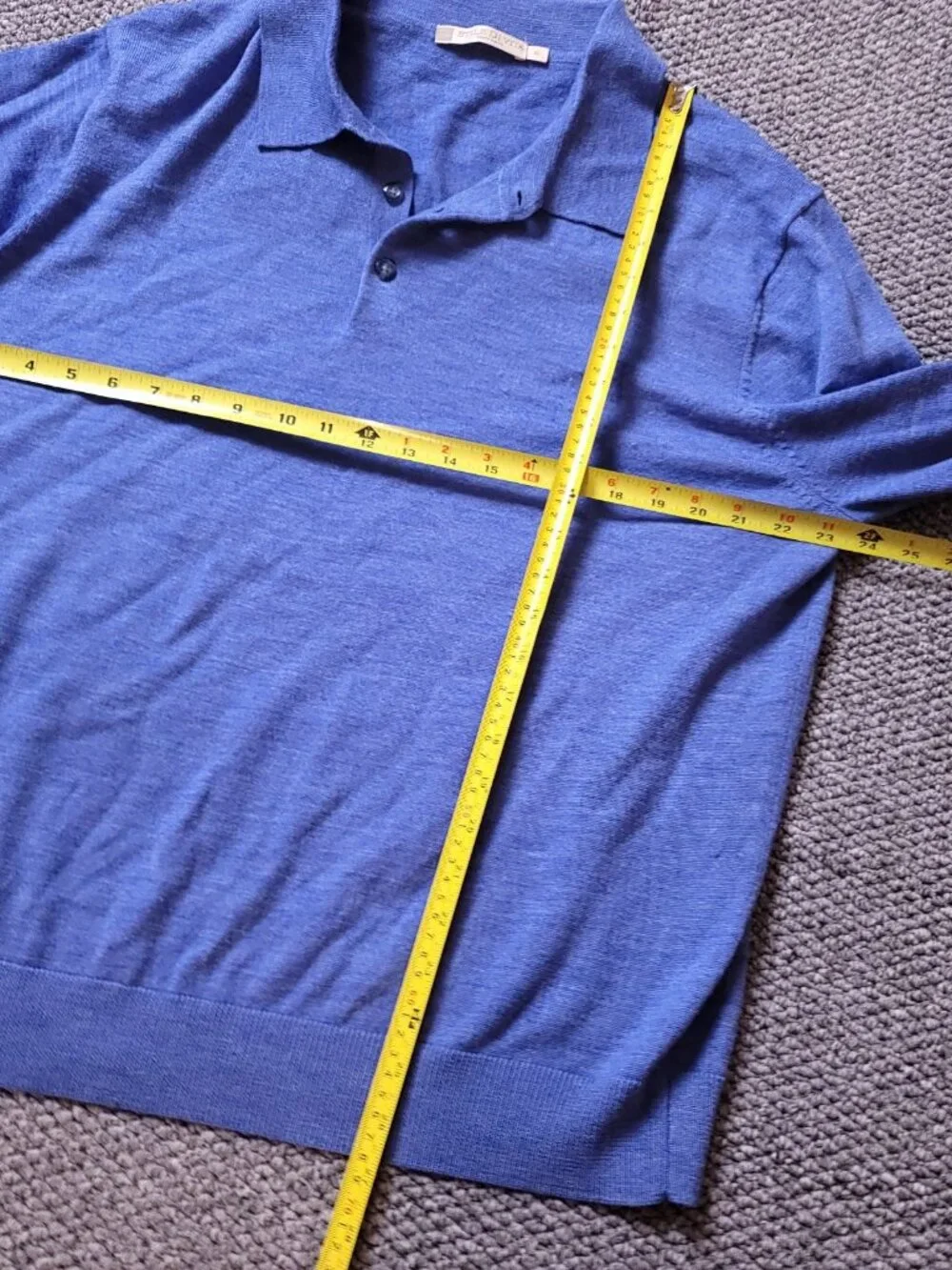 Stile Di Vita Sweater Mens XL Extra Fine Merino Blue Collared Long Sleeve Ribbed